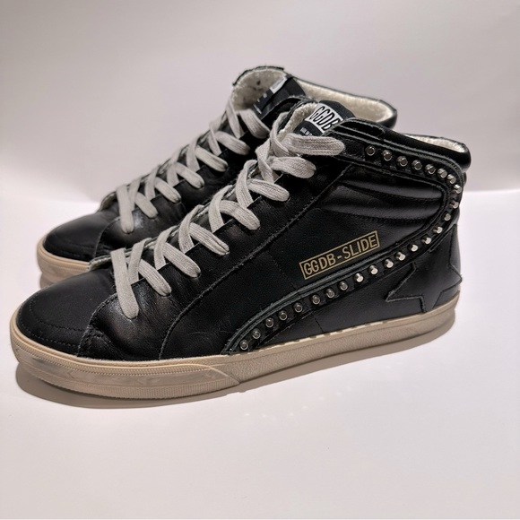 Golden Goose Classic Slide Distressed  Studded Sneakers - Picture 4 of 11
